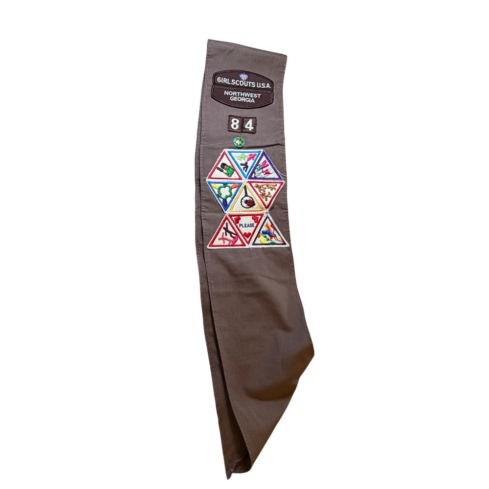 Vintage Girl Scout Brownie Sash Panel Northwest Georgia Troop 84 w/Patches 90s